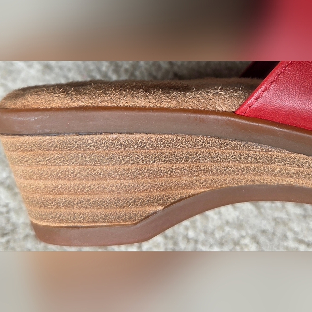Walking Cradles Kerry Sandals Red Wedge Heel Size 7.5 - Picture 5 of 8